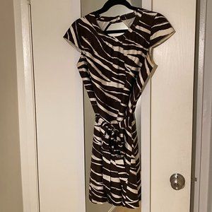 Kate Spade brown zebra print dress w/ belt; size 6